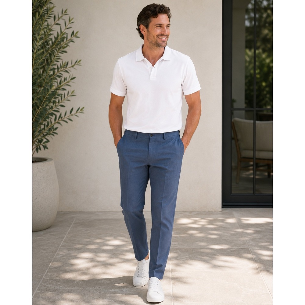 Zara Man Regular Fit Blue Textured Dress Pants Trousers USA 30 Mens